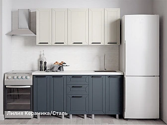 Кухонный гарнитур Лилия 1600 мм Керамика/Сталь - фото
