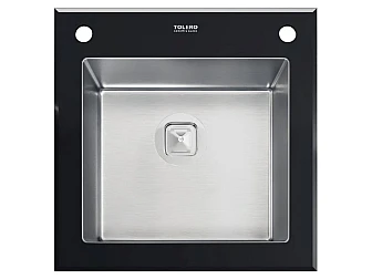 Кухонная мойка Tolero Glass TG-500 черное стекло - фото