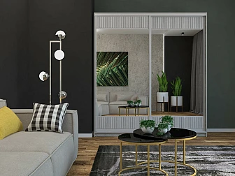 Шкаф-купе Юлия комбинированный рельефный МДФ/зеркало Каспий светлый (2к) - фото