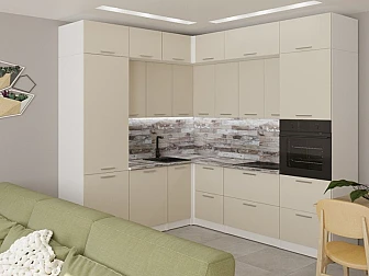 Кухонный гарнитур Дюна гранд прайм 2200х2500 мм - фото