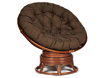 Кресло-качалка Papasan w 23/01 B с подушкой Pecan, ткань Коричневый - фото