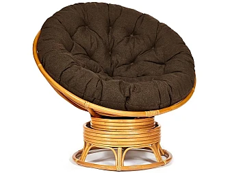Кресло-качалка Papasan w 23/01 B с подушкой Honey, ткань Коричневый - фото