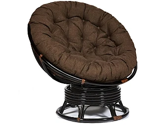 Кресло-качалка Papasan w 23/01 B с подушкой Antique brown, ткань Коричневый - фото