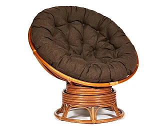 Кресло-качалка Papasan w 23/01 B с подушкой Cognac, ткань Коричневый - фото