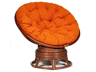 Кресло-качалка Papasan w 23/01 B с подушкой Pecan, ткань Оранжевый - фото