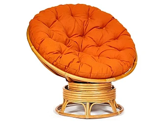 Кресло-качалка Papasan w 23/01 B с подушкой Honey, ткань Оранжевый - фото
