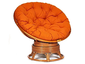 Кресло-качалка Papasan w 23/01 B с подушкой Cognac, ткань Оранжевый - фото