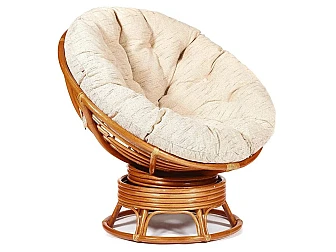 Кресло-качалка Papasan w 23/01 B с подушкой Cognac, ткань Старт - фото