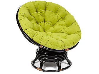 Кресло-качалка Papasan w 23/01 B с подушкой Antique brown, флок Олива - фото