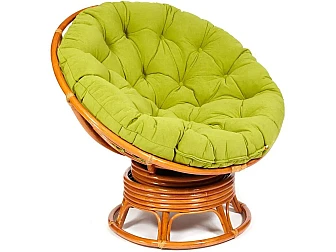 Кресло-качалка Papasan w 23/01 B с подушкой Cognac, флок Олива - фото