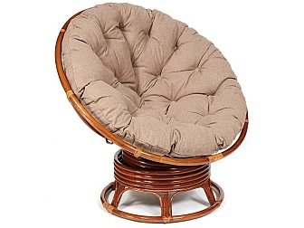 Кресло-качалка Papasan w 23/01 B с подушкой Pecan, экошерсть Коричневый - фото