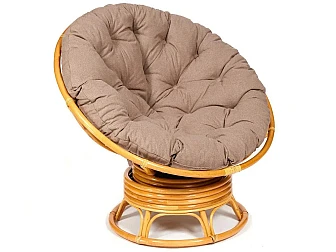 Кресло-качалка Papasan w 23/01 B с подушкой Honey, экошерсть Коричневый - фото