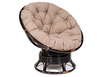 Кресло-качалка Papasan w 23/01 B с подушкой Antique brown, экошерсть Коричневый - фото