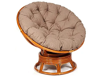 Кресло-качалка Papasan w 23/01 B с подушкой Cognac, экошерсть Коричневый - фото
