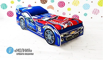 Кровать детская машина Молния - фото