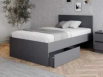 Кровать Мори КРМЯ 900.1/1 с ящиками МЯ 995.2 графит - фото