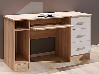 Стол компьютерный ПКС-4 дуб сонома/белый глянец - фото