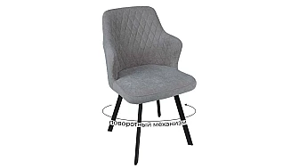 Стул поворотный «Лукас» Черный муар, Микровелюр BRENDY Grey - фото