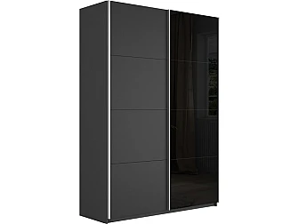 Шкаф-купе Прайм 2-х дверный ДСП/Стекло Черное Серый Диамант - фото