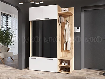 Прихожая Стелла Белый глянец холодный/Дуб Крафт - фото