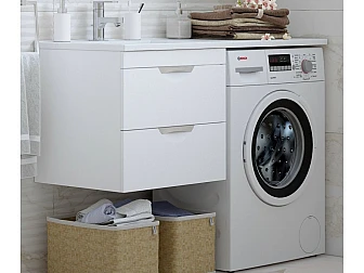 Тумба Алиот 60 навесная 2 ящика с раковиной Marshall 120 - фото