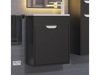 Тумба с раковиной Uperwood Modul матовая черная 50 см - фото