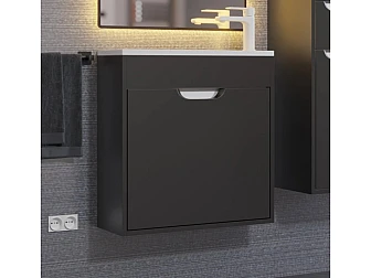 Тумба с раковиной Uperwood Modul матовая черная 60 см - фото