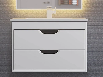 Тумба с раковиной Uperwood Modul матовая белая/графит 65 см - фото