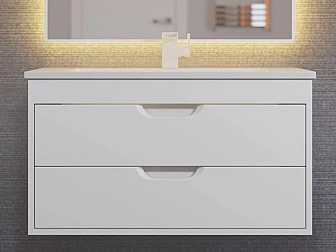 Тумба с раковиной Uperwood Modul матовая белая 80 см - фото