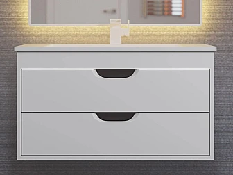 Тумба с раковиной Uperwood Modul матовая белая/графит 80 см - фото