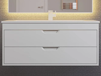Тумба с раковиной Uperwood Modul матовая белая 100 см - фото