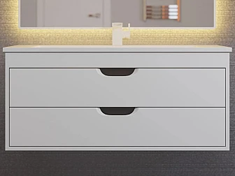 Тумба с раковиной Uperwood Modul матовая белая/графит 100 см - фото