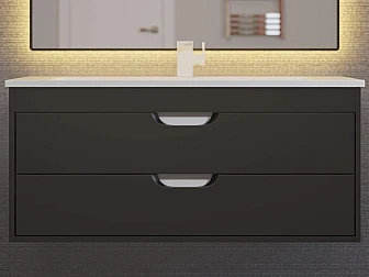 Тумба с раковиной Uperwood Modul матовая черная 100 см - фото