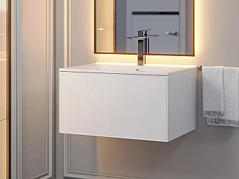 Тумба с раковиной Uperwood Parma Premium белая 65 см - фото