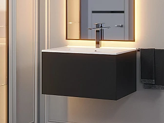 Тумба с раковиной Uperwood Parma Premium черная 65 см - фото