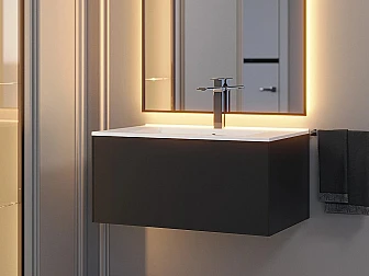 Тумба с раковиной Uperwood Parma Premium черная 75 см - фото