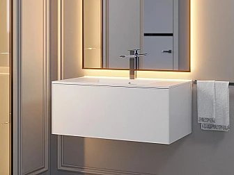 Тумба с раковиной Uperwood Parma Premium белая 85 см - фото