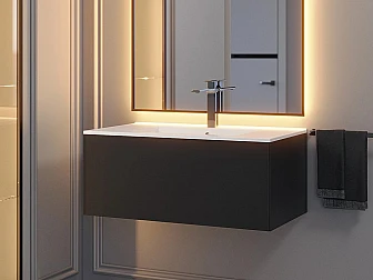 Тумба с раковиной Uperwood Parma Premium черная 85 см - фото