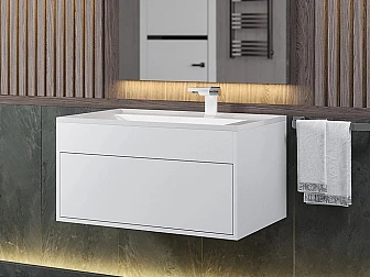 Тумба с раковиной Uperwood Lotus Premium белая 80 см - фото