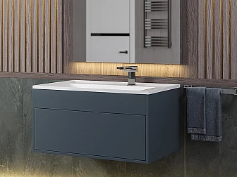 Тумба с раковиной Uperwood Lotus Premium серая 80 см - фото
