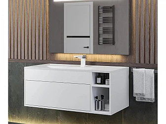 Тумба с раковиной Uperwood Lotus Premium белая 100 см - фото