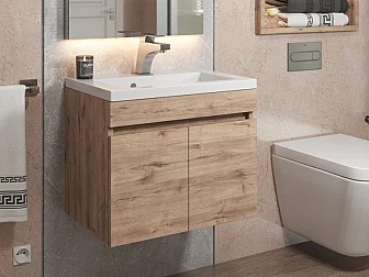Тумба с раковиной Uperwood Eva Крафт Табачный 50 см - фото