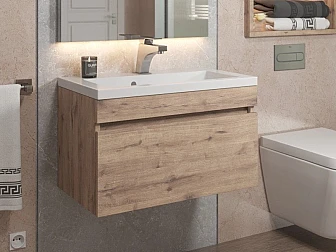 Тумба с раковиной Uperwood Eva Крафт Табачный 60 см - фото