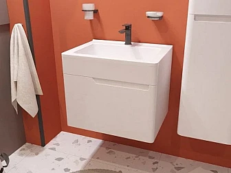 Тумба с раковиной Kare Luxe 600 навесная 1 ящик - фото