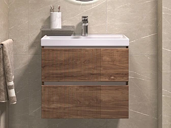 Тумба под раковину Mondi 600-0-2 Madera Classica Slim навесная акация темная - фото