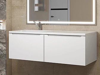 Тумба с раковиной Uperwood Tanos 120 см подвесная левая белый - фото
