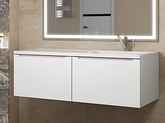 Тумба с раковиной Uperwood Tanos 120 см подвесная правая белый - фото