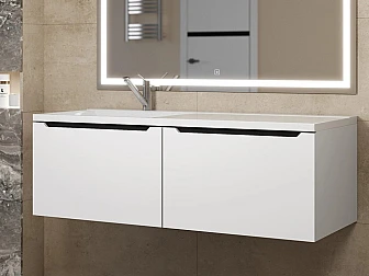Тумба с раковиной Uperwood Tanos 120 см подвесная левая белый/графит - фото