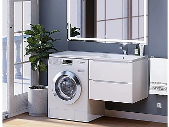Тумба под стиральную машину Uperwood Tanos 60 см подвесная правая белый - фото