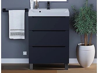 Тумба с раковиной Uperwood Tanos 3 ящика напольная 60 см черная - фото